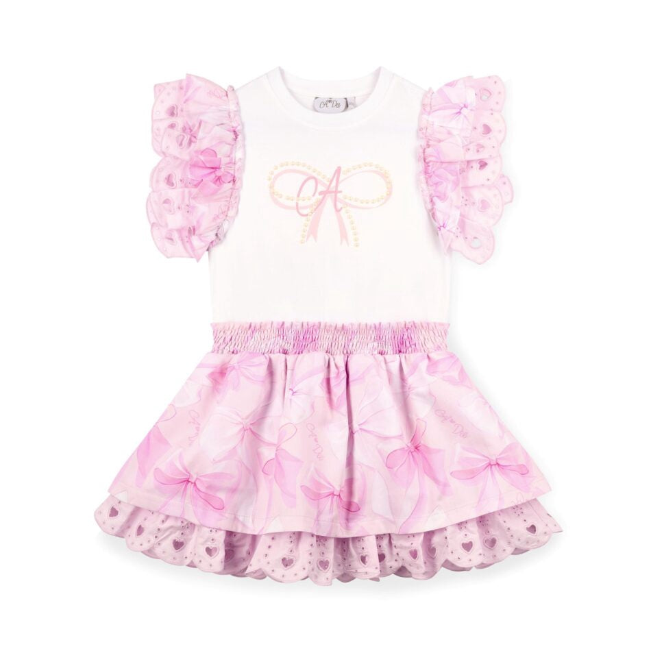 A’Dee Remi strikprint jurk (bright white)
