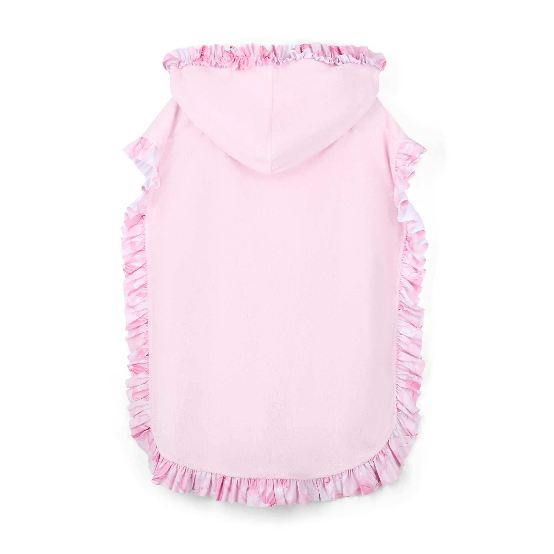 A’Dee Rosie poncho met strikprint ruches (pink blossom)