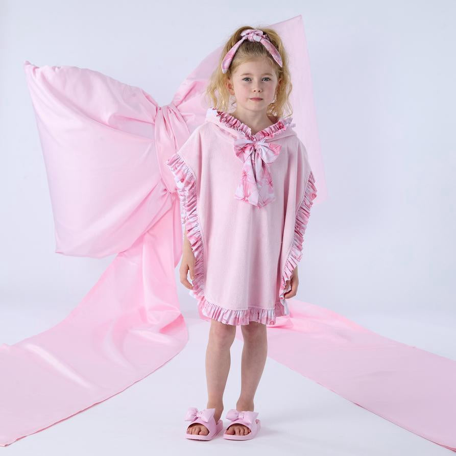 A’Dee Rosie poncho met strikprint ruches (pink blossom)