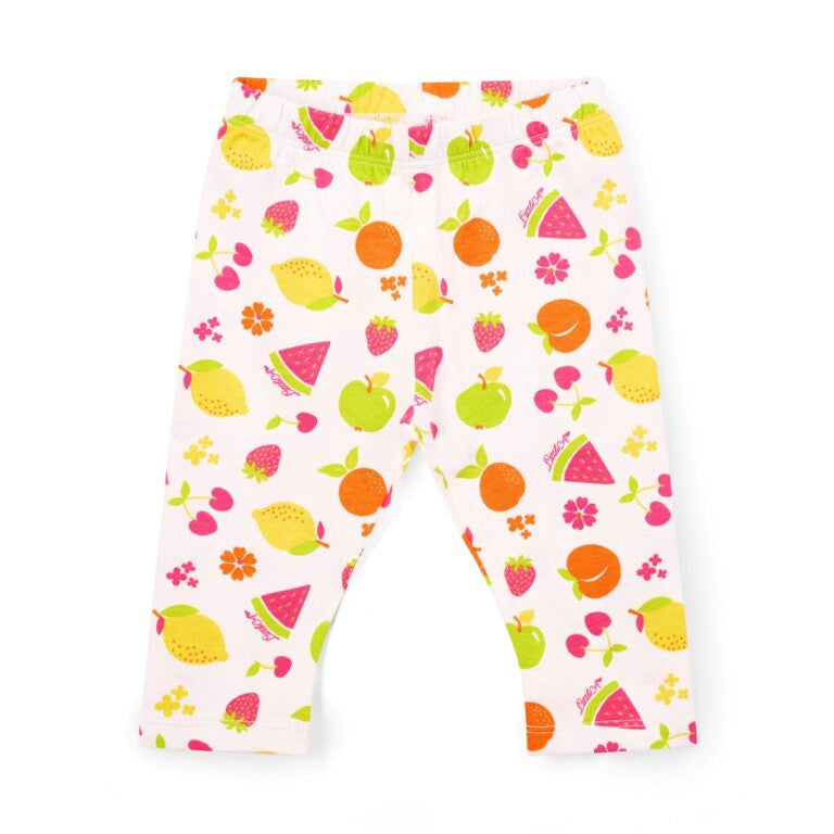 Little A Palmer fruit print legging set (Bright White)