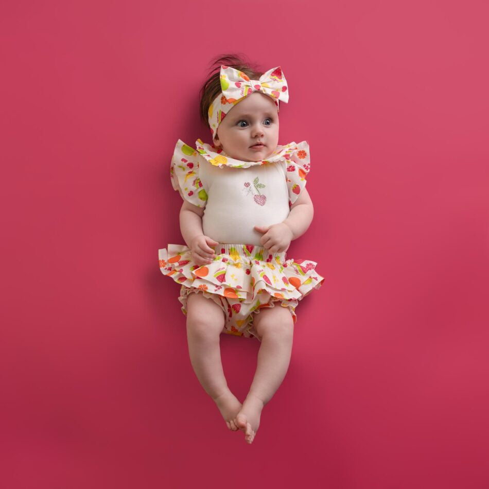 Little A Pippa fruit print broek setje (Bright White)