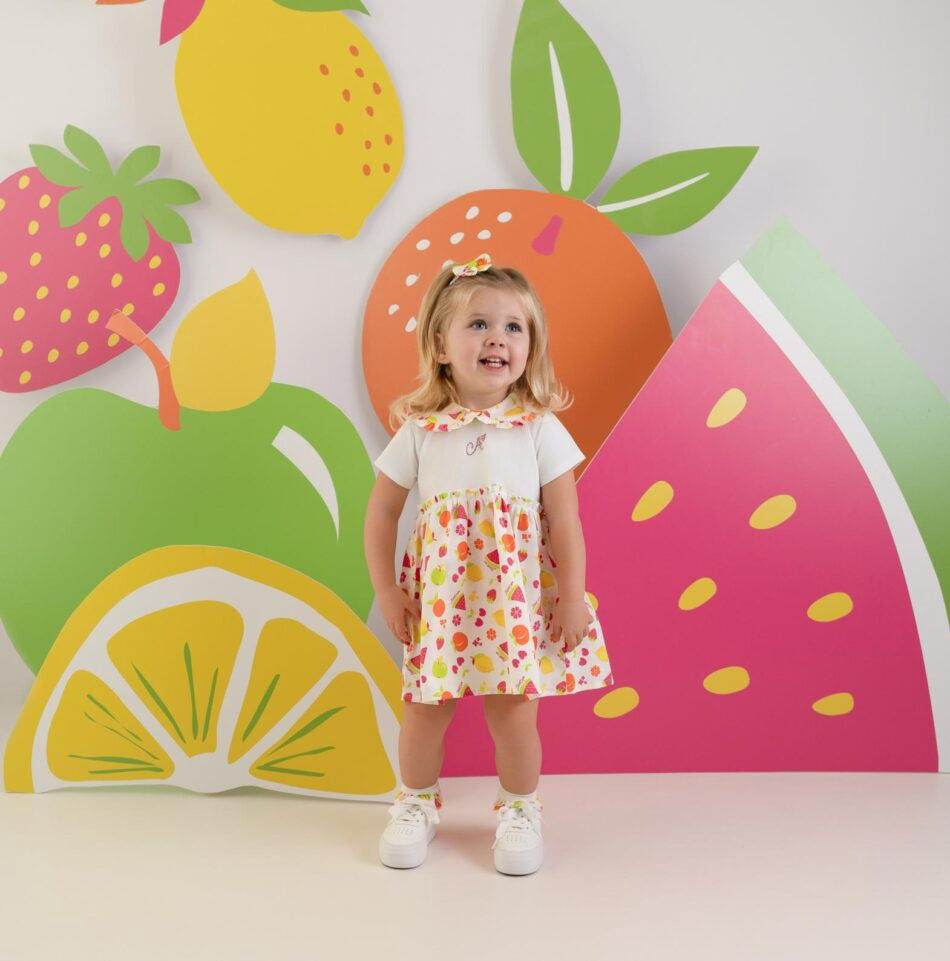 Little A Payton fruit print jurkje (Bright White)