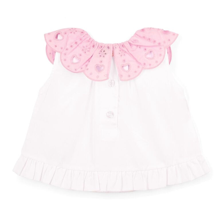 Little A Orla broek setje met engelsborduurwerk kraag (Bright White)