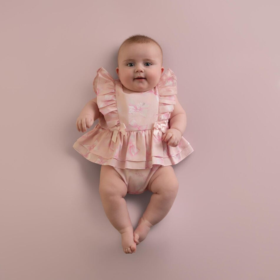 Little A Odessa strik print romper (Pink Blossom)