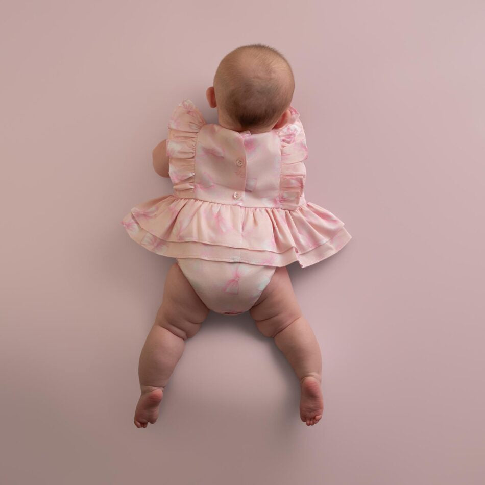 Little A Odessa strik print romper (Pink Blossom)