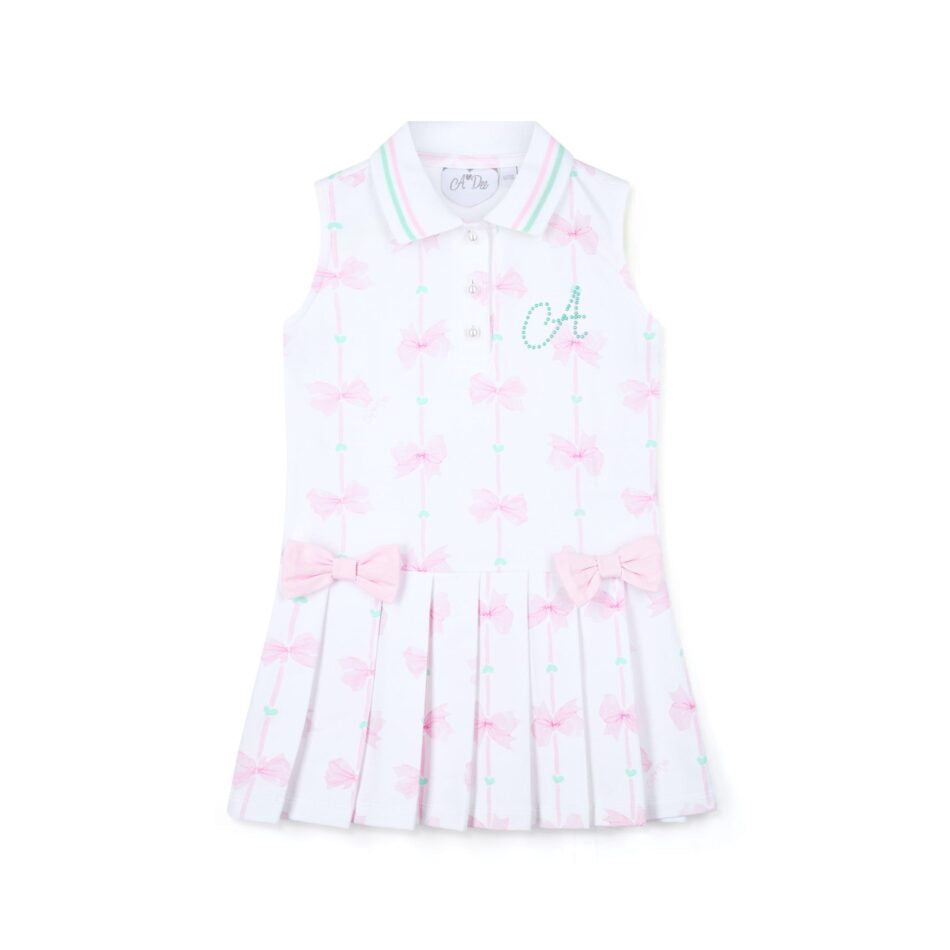 A’Dee Raven strikprint tennis jurk (bright white)