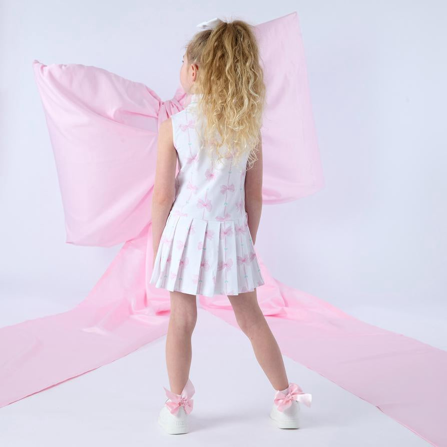 A’Dee Raven strikprint tennis jurk (bright white)
