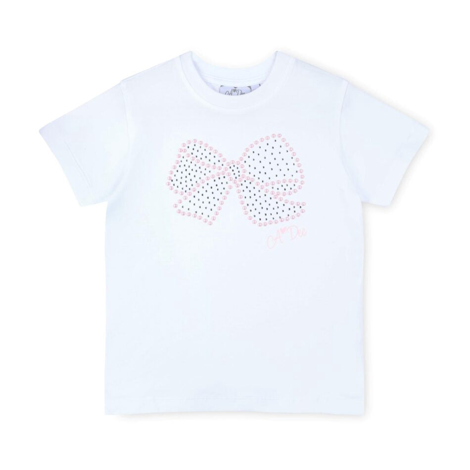 A’Dee Rose skort set met diamanten strik opdruk (bright white)