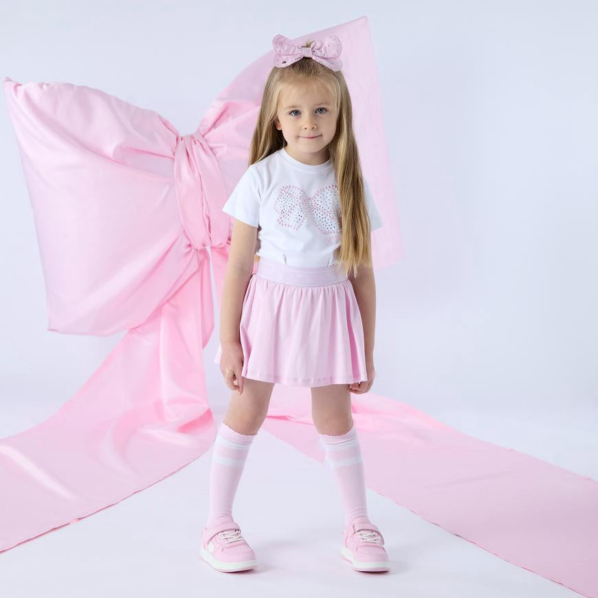 A’Dee Rose skort set met diamanten strik opdruk (bright white)