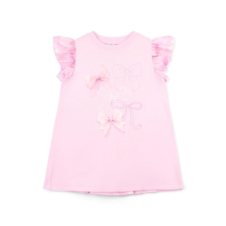 A’Dee Ria leggingset met strikprint contrasterende ruginzet (pink blossem)
