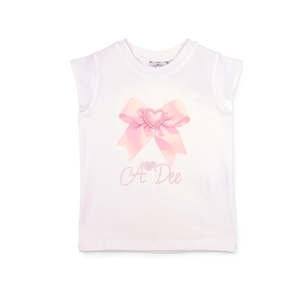 A’Dee Roxy korte broek set met strik opdruk (bright white)