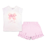 A’Dee Roxy korte broek set met strik opdruk (bright white)