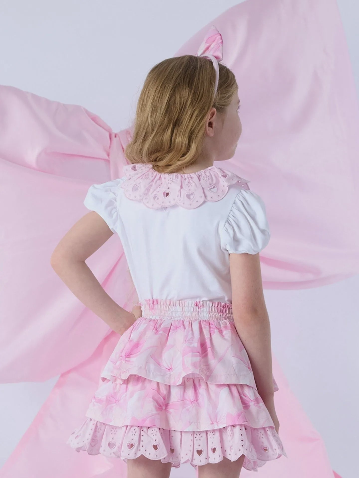 A'Dee Riri Meisjes Set Rok Strik Broderie (Bright White)