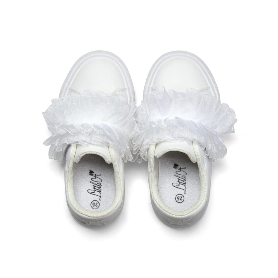 Little A Tully tulle sneakers (Bright White)
