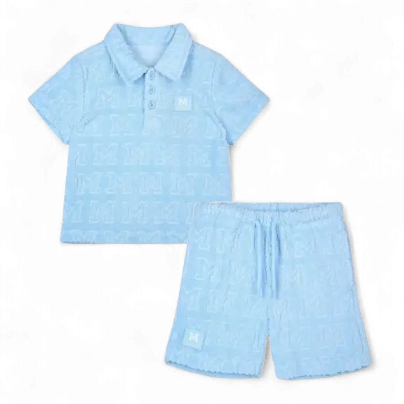 Mitch & Son Orion short set badstof licht blauw