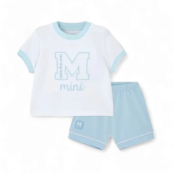 Mitch & Son Nico shirt met short licht blauw
