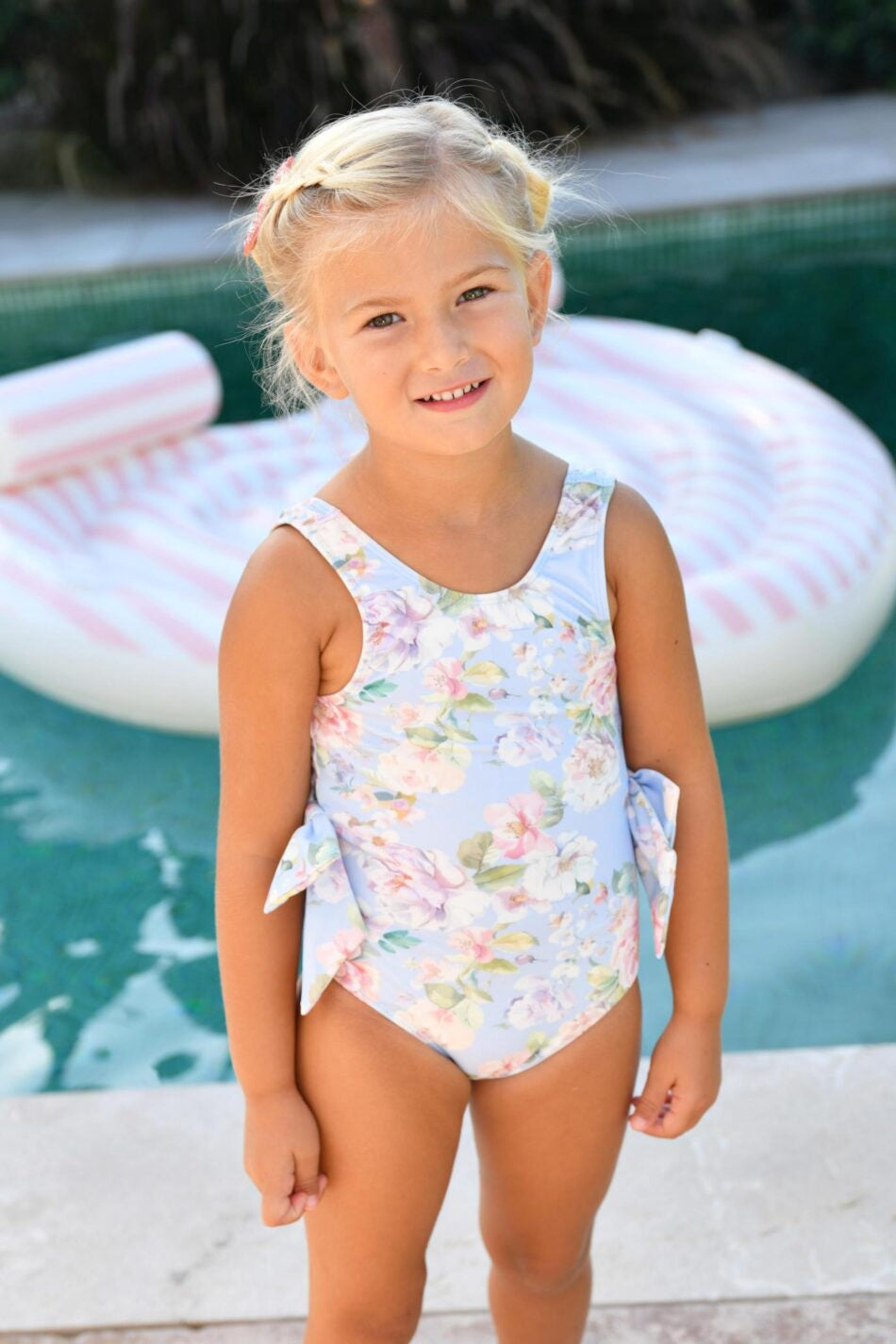 Angel's face Carly Garden Flower Print Swimsuit Pretty Blue