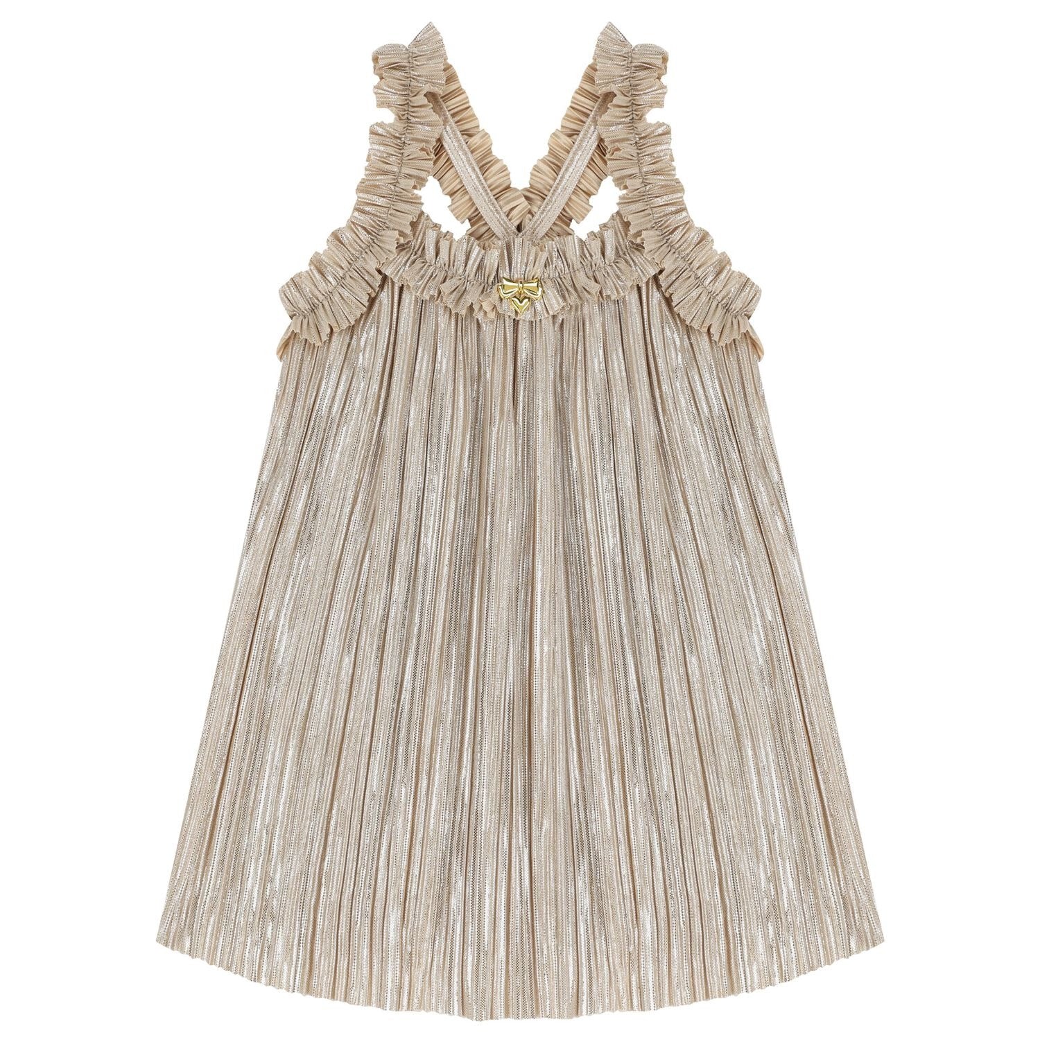 Angel's Face Girls Gold Metallic Pleated dress