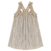 Angel's Face Girls Gold Metallic Pleated dress