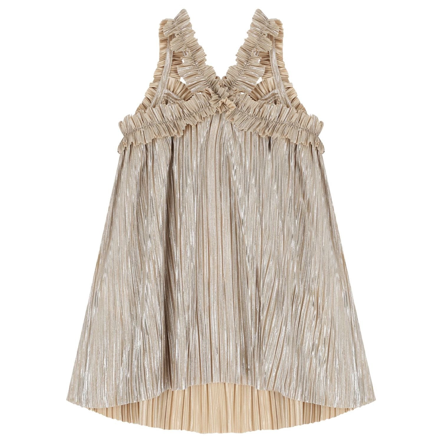 Angel's Face Girls Gold Metallic Pleated dress