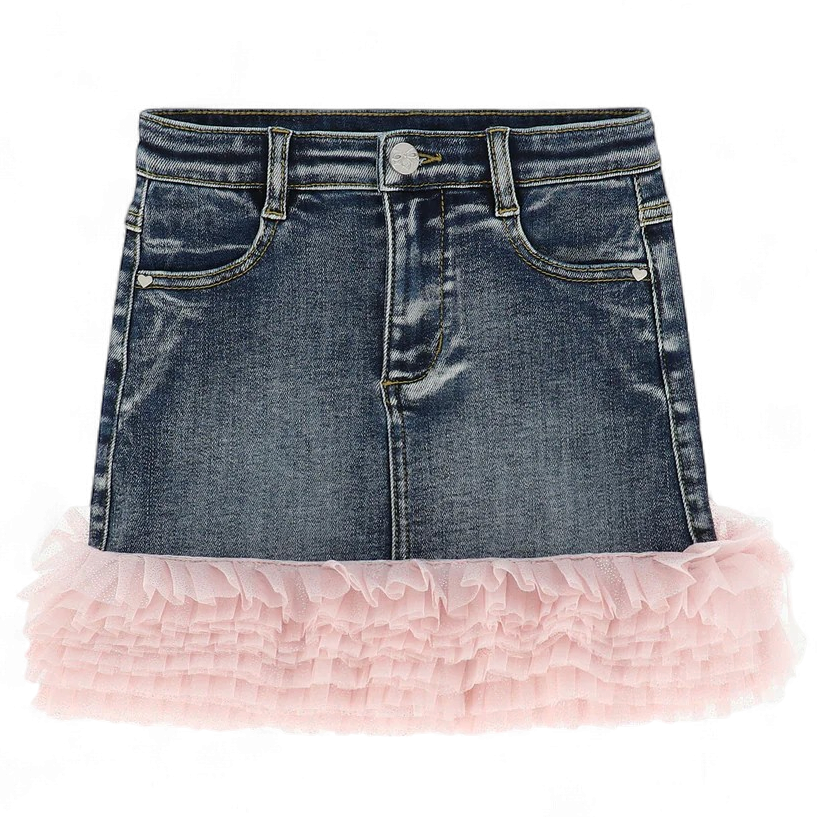 Angel's face Gigi Tulle Trim Denim Skirt Denim Blue