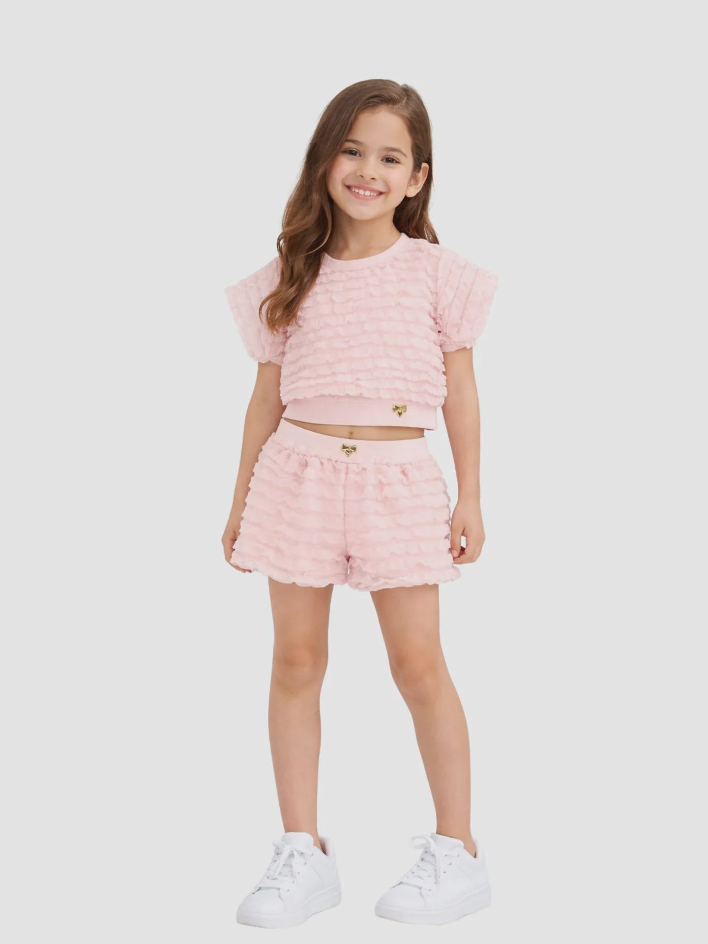 Angel's Face Meisjes Set Shirt Short Natalia Frilly Pale Roze