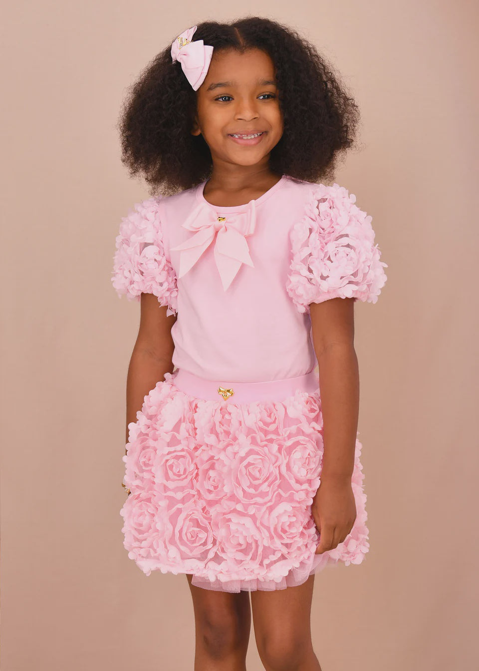 Angel's Face Jena 3D Roses Sleeve Top Fairy Pink