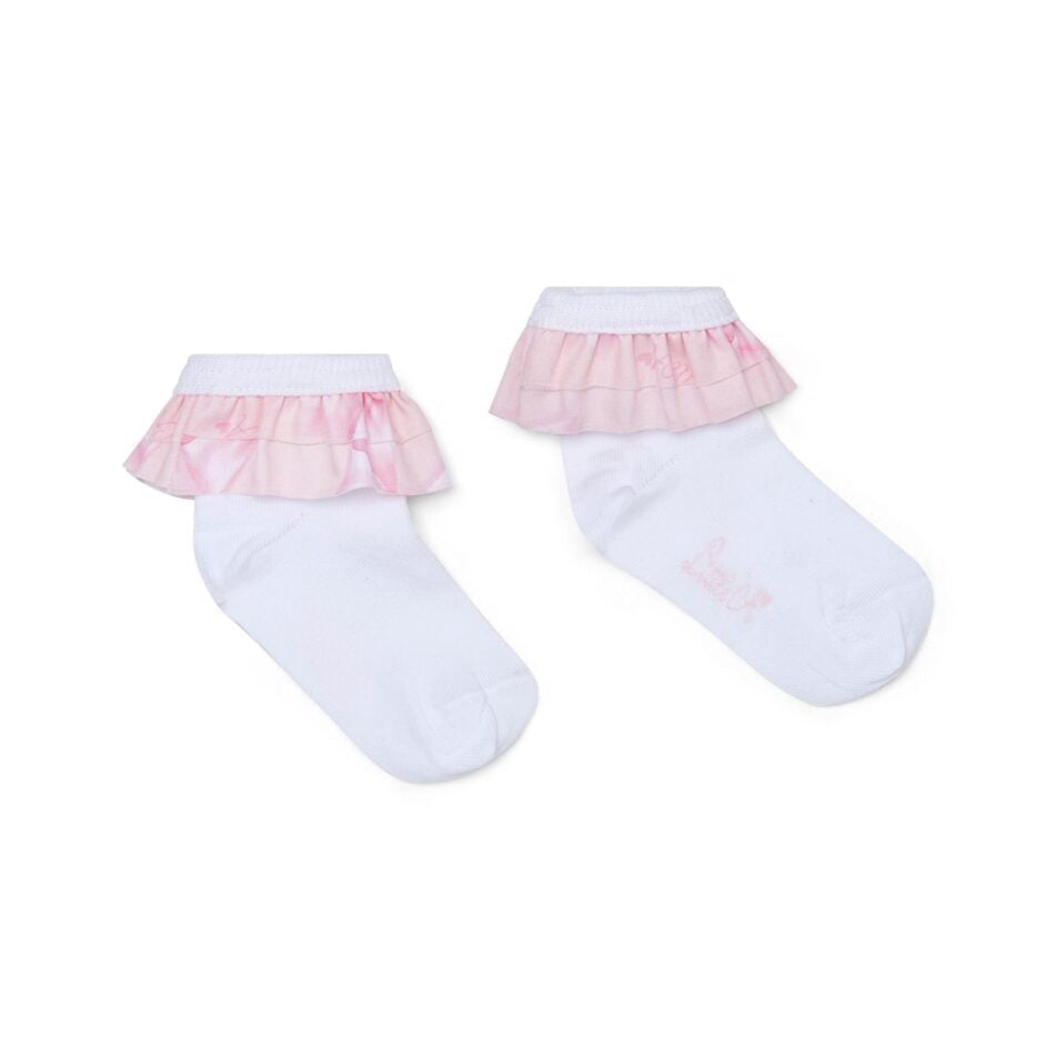Little A Odette strik print enkelsokjes (Bright White)