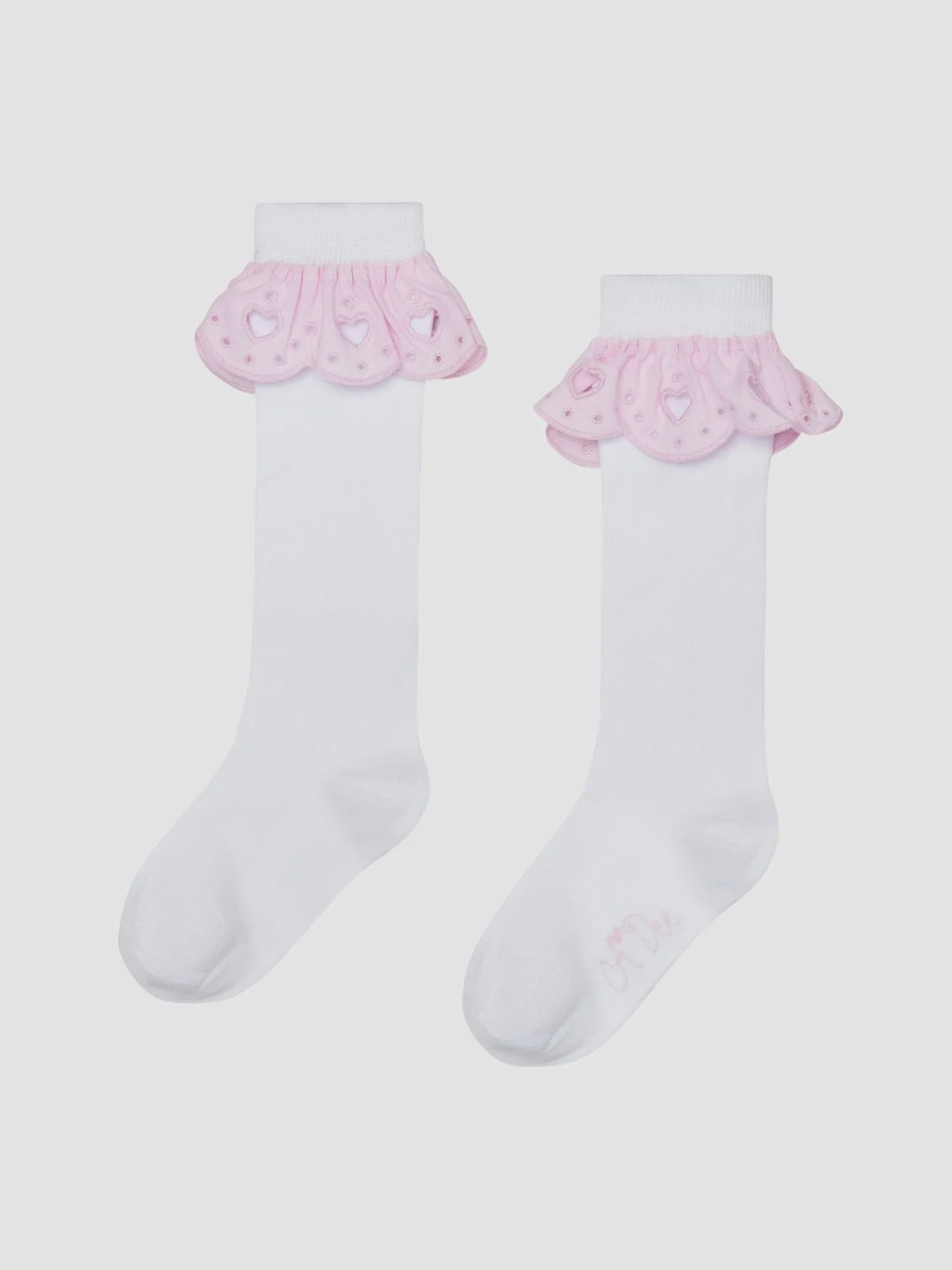 A'Dee Meisjes Kniesokken Rae Broderie Bright Wit
