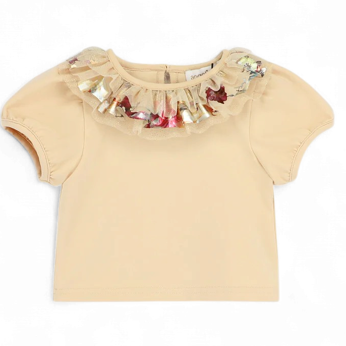 Angel's face Enid Foil Print Collar Baby Top Gold