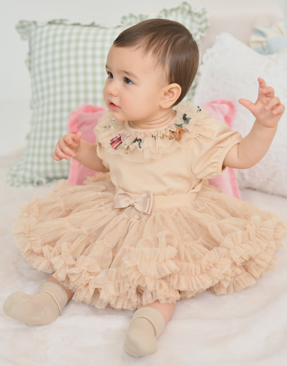 Angel's face Enid Foil Print Collar Baby Top Gold