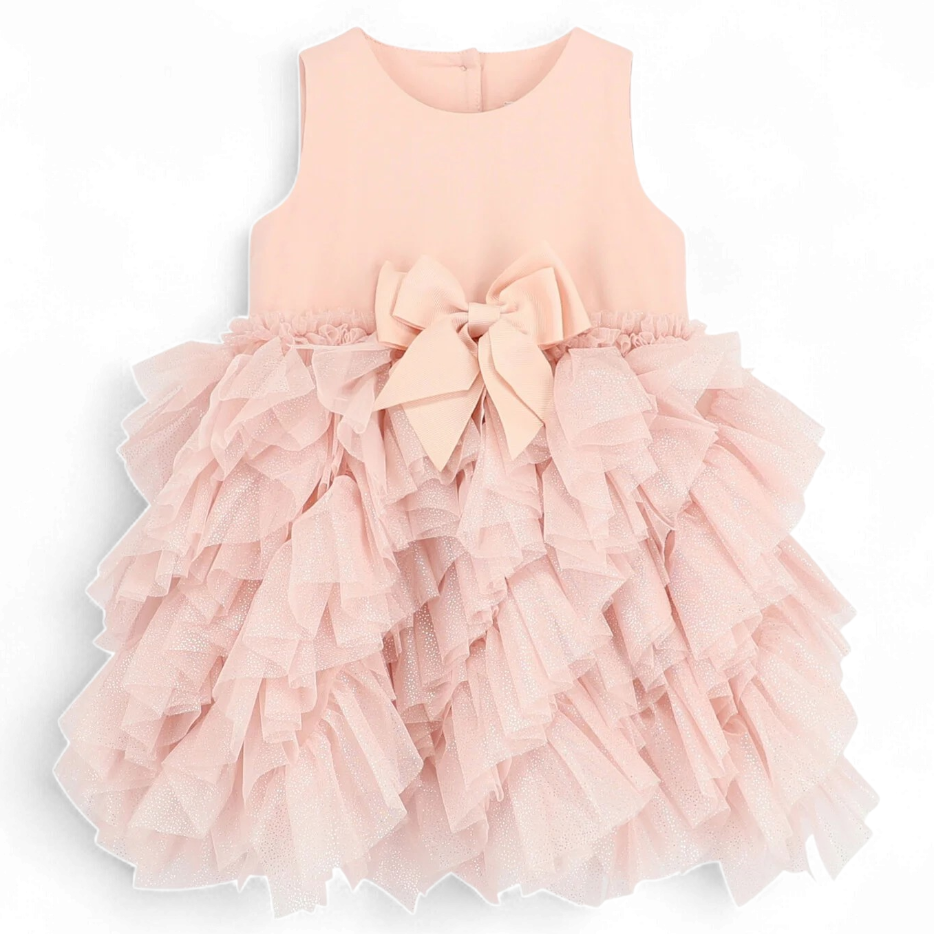 Angel's face cascade waterfall sparkle tulle baby dress