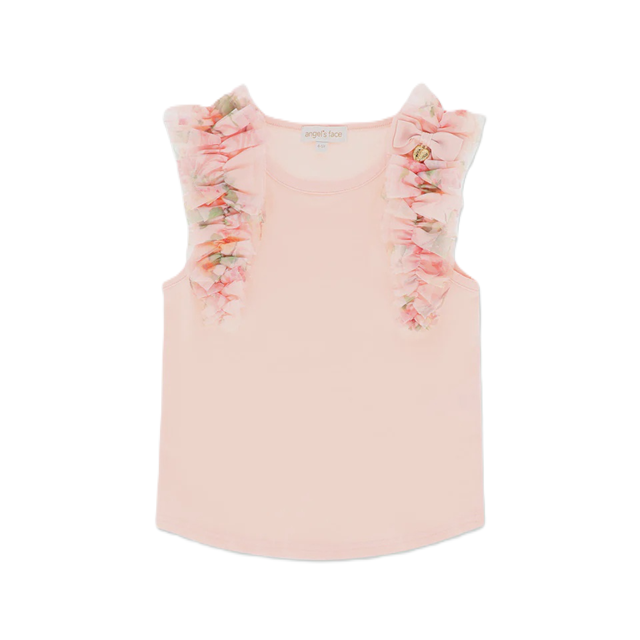 Angel’s Face Toni Ruffle Trim Top Peach Primrose