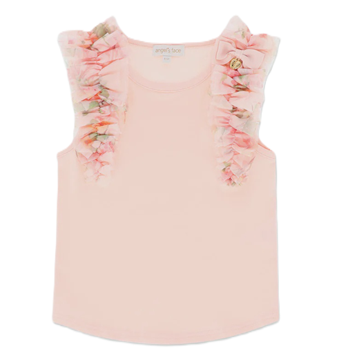Angel’s Face Toni Ruffle Trim Top Peach Primrose
