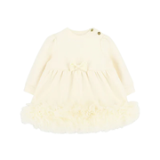 Angels Face Dawn Tulle Trim Baby Dress Vanilla