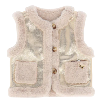 Angels Face Cher Metallic Fur Gilet Gold