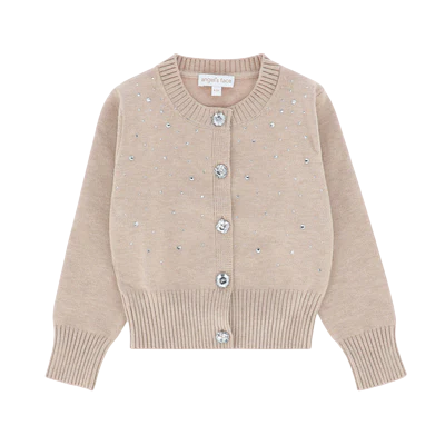 Angels Face Kamala Crystal Studded Cardigan Sand