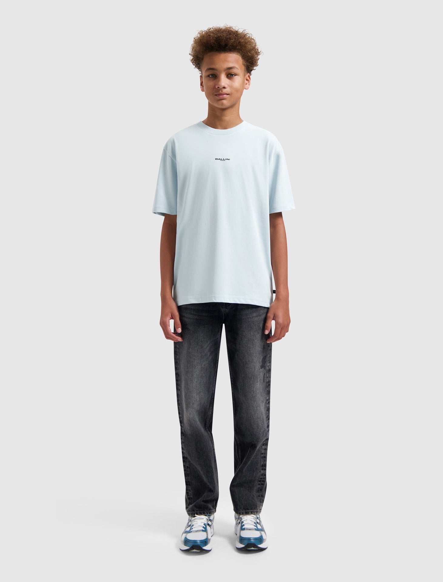 Ballin Junior Stacked Logo Sketch T-shirt licht blauw