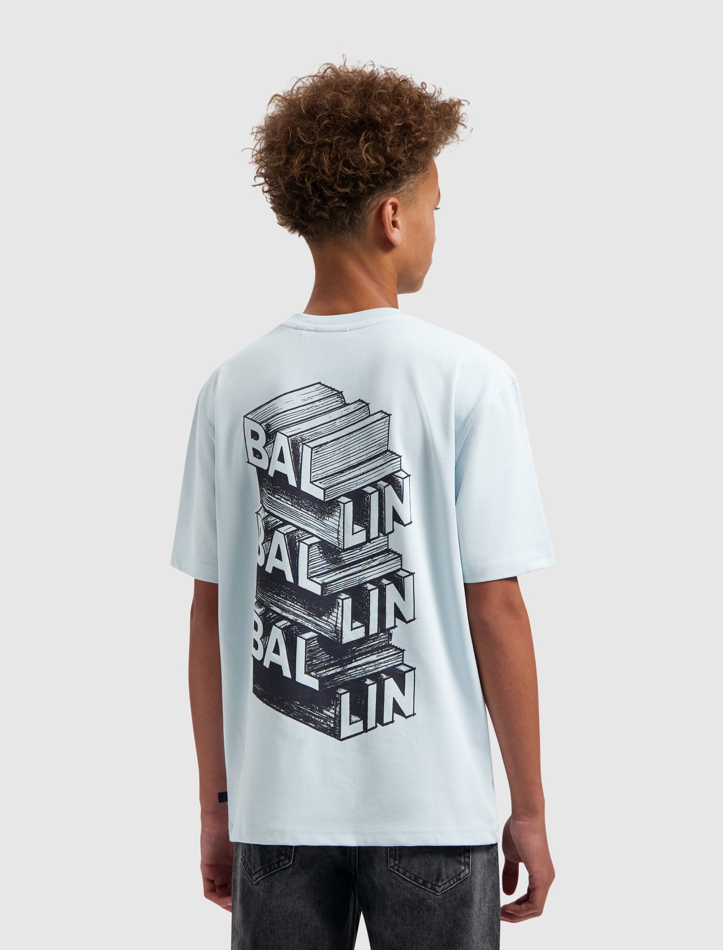 Ballin Junior Stacked Logo Sketch T-shirt licht blauw
