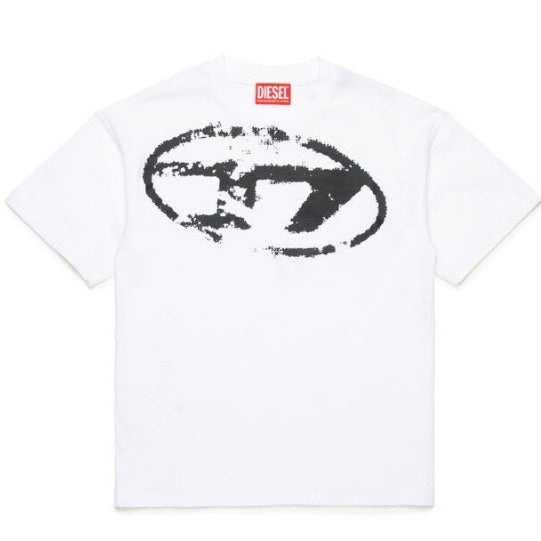 Diesel  t-shirt with distressed Oval D logo black withe