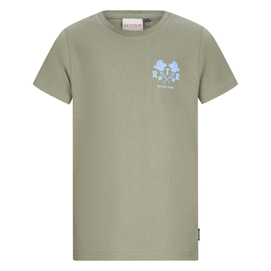 Retour jongens tshirt Elwin army groen