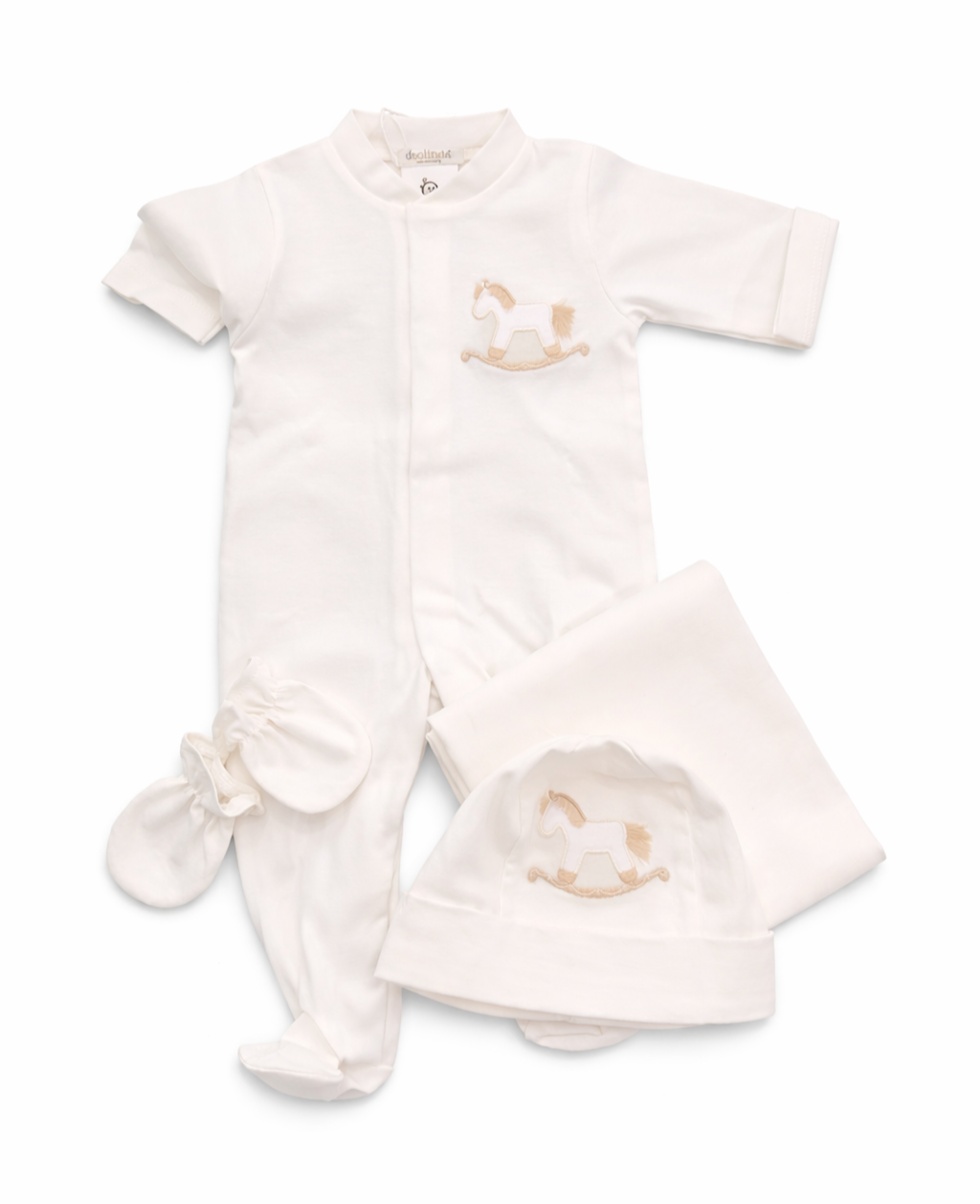 Deolinda baby giftset off white paard