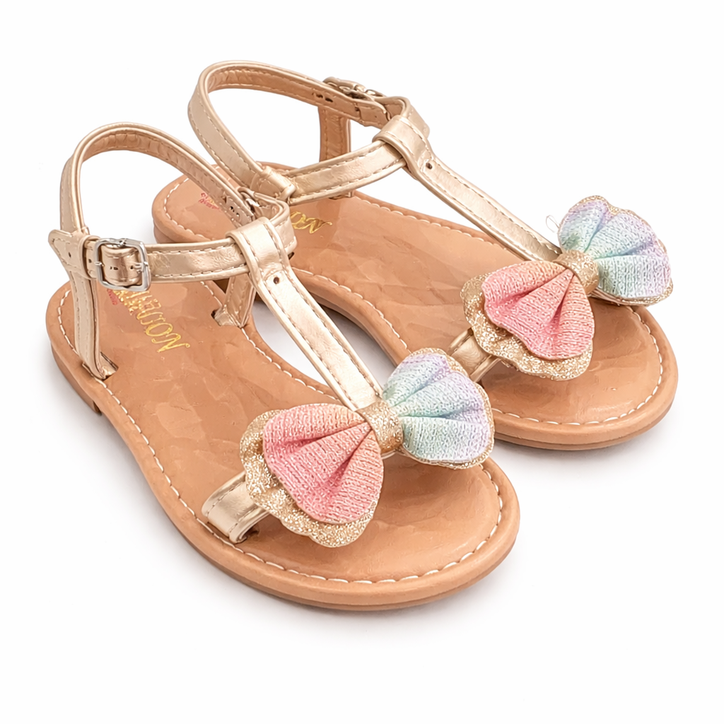 Kidsfunroermond meisjes sandaal goud met strik
