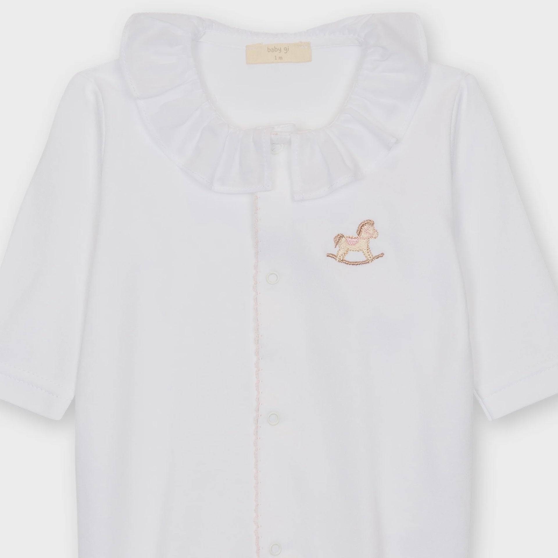 Baby Gi meisjes boxpakje wit/roze paard