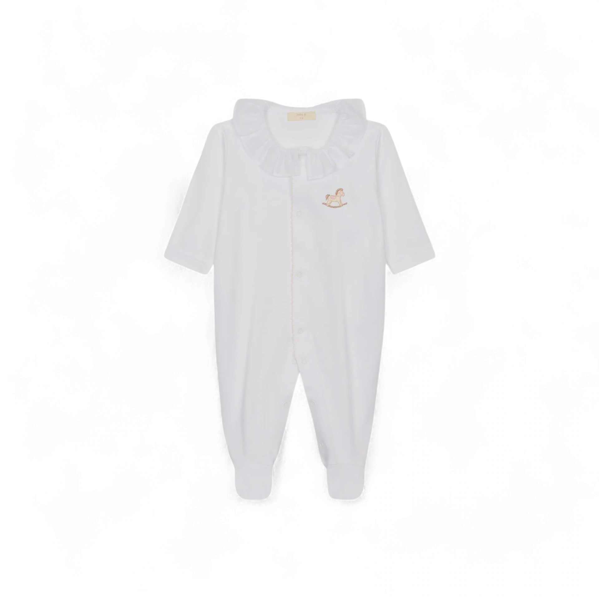 Baby Gi meisjes boxpakje wit/roze paard