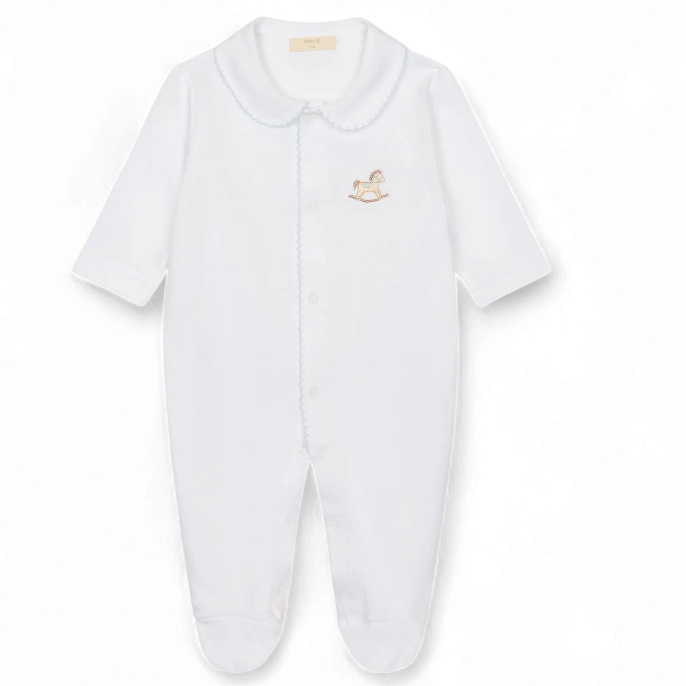 Baby Gi jongens boxpakje wit/blauw paard