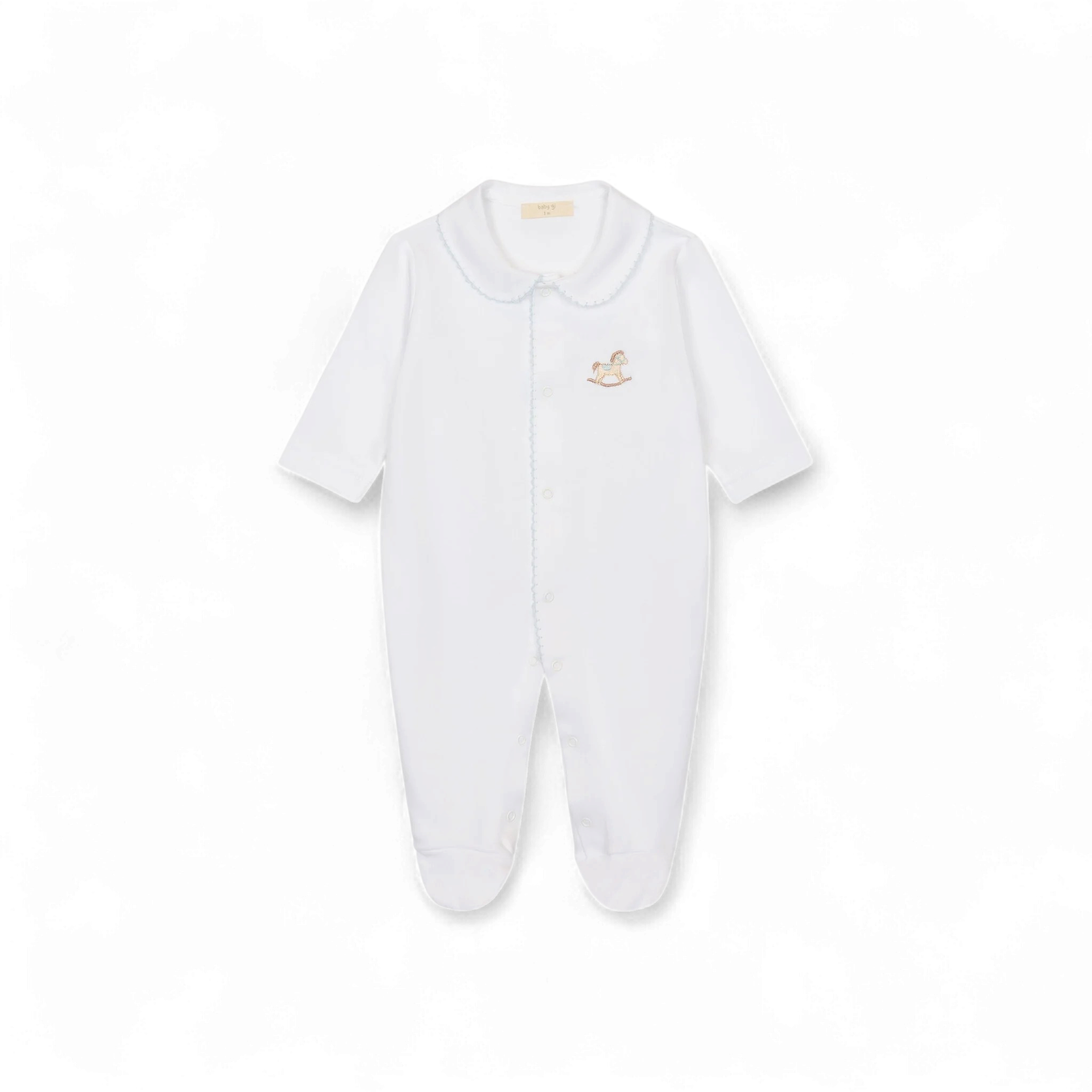 Baby Gi jongens boxpakje wit/blauw paard