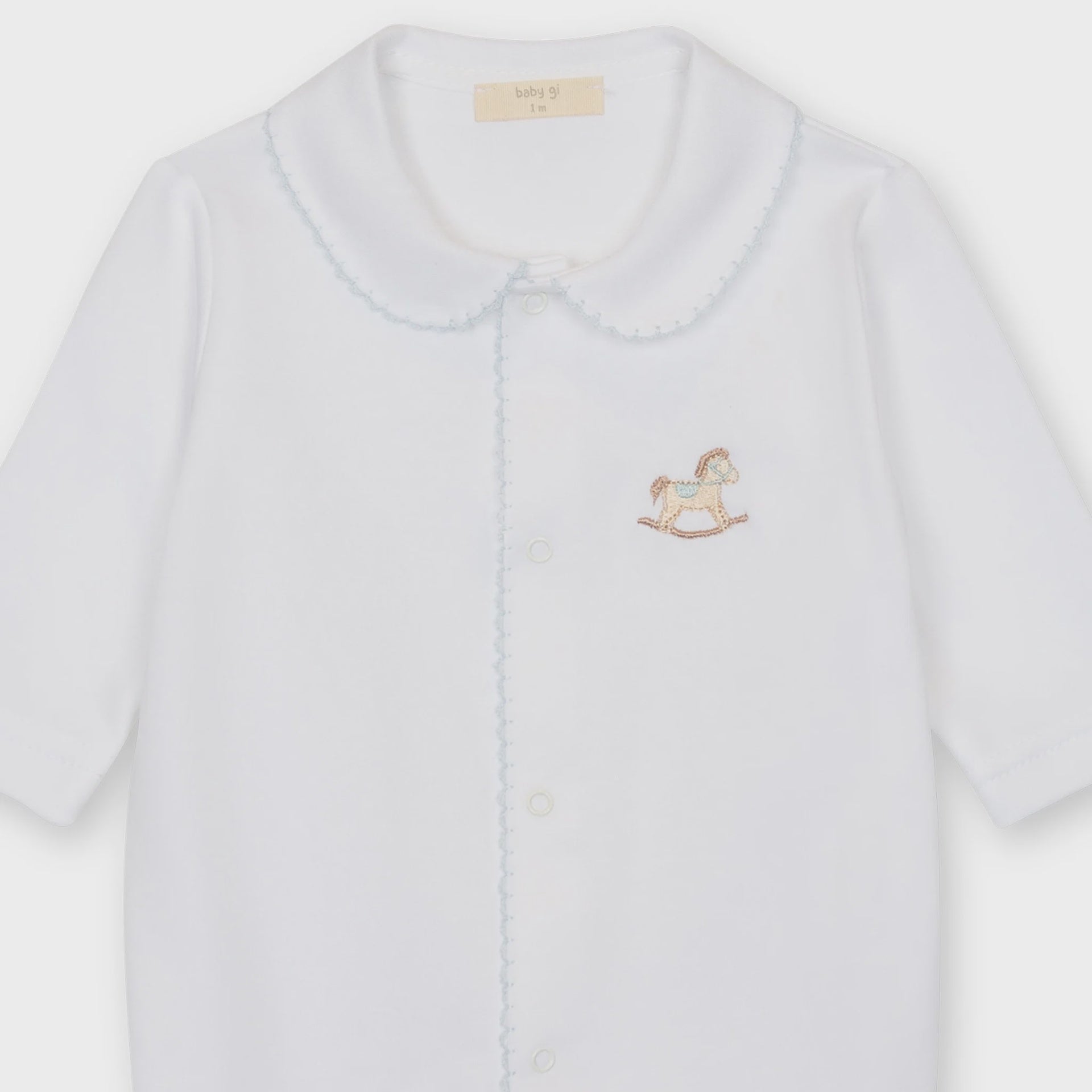 Baby Gi jongens boxpakje wit/blauw paard