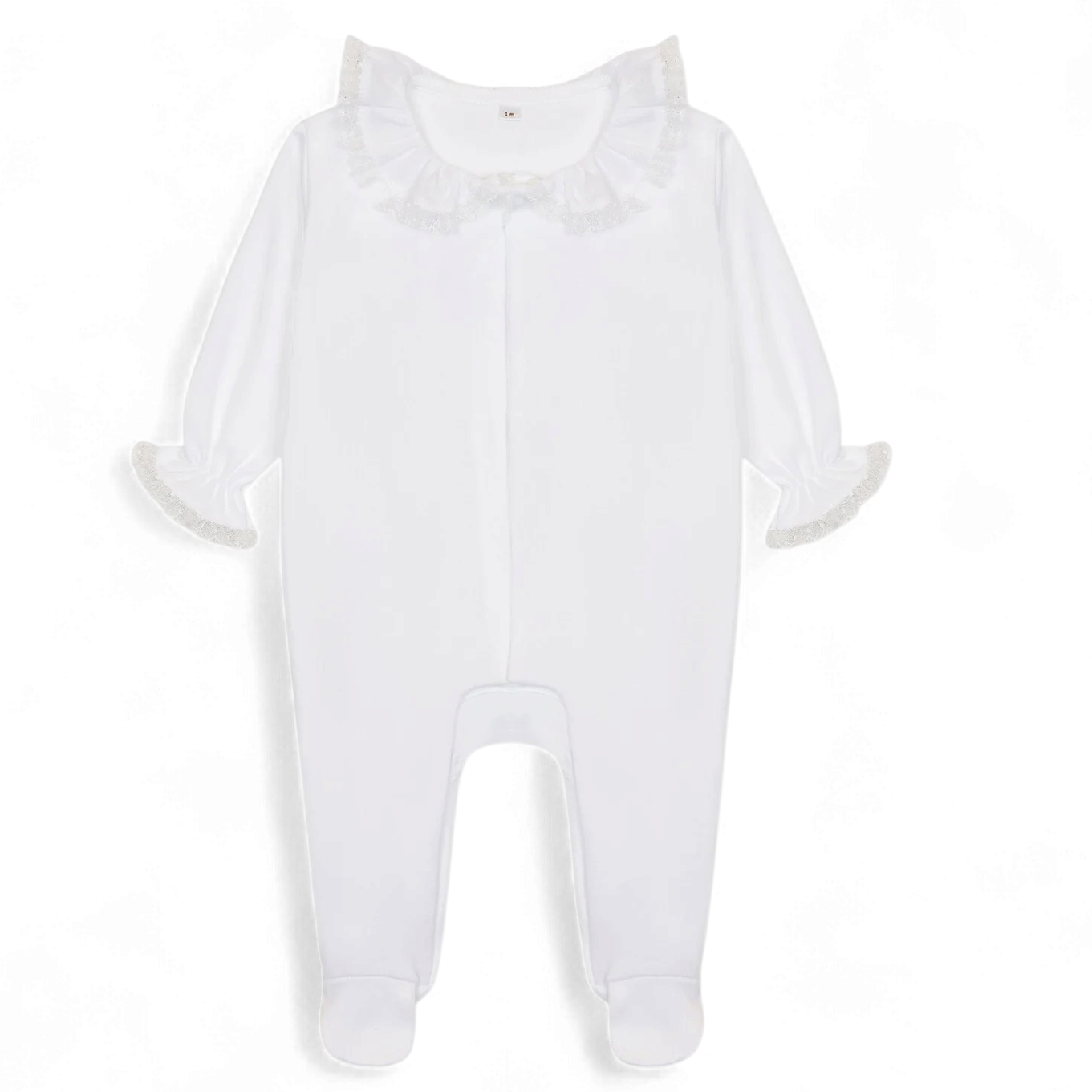 Baby Gi meisjes boxpakje wit kant boord