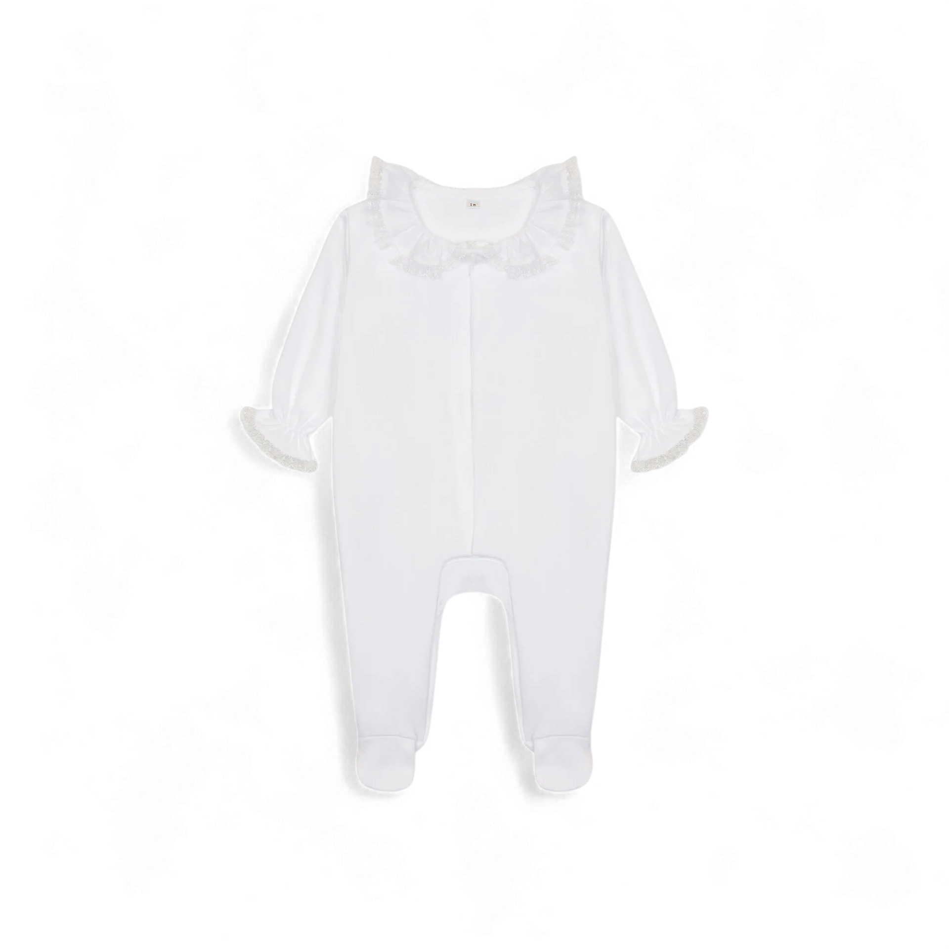 Baby Gi meisjes boxpakje wit kant boord